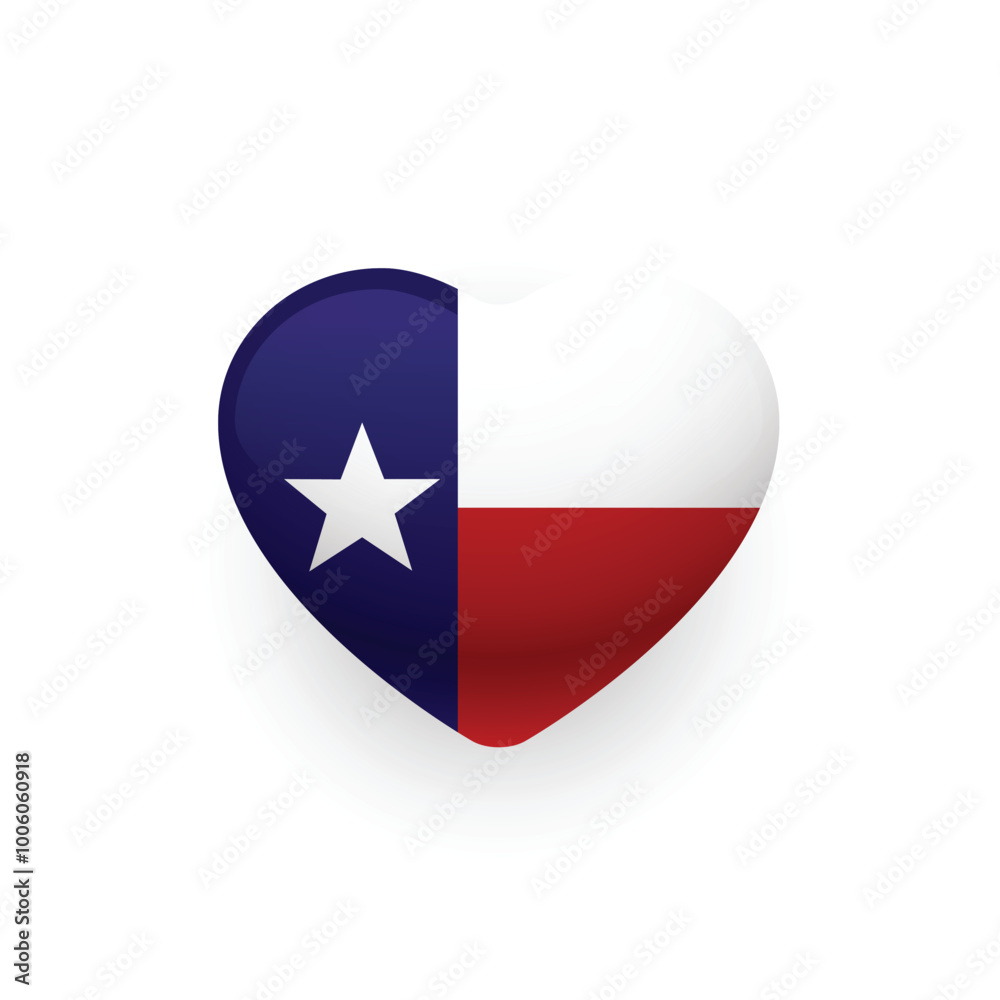 Fototapeta premium Texas state flag shaped as heart. Vector illustration.