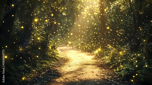 Path word magic forest lighting background image