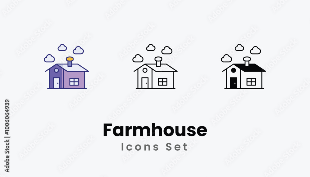 Farmhouse Icons thin line and glyph vector icon stock illustration Farmhouse Icons thin line and glyph vector icon stock illustration