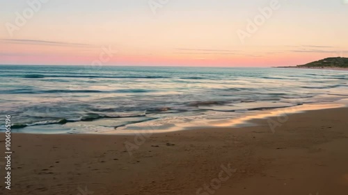 Wallpaper Mural 4K Calm Sunset Beach: Soft Glow and Gentle Waves Torontodigital.ca