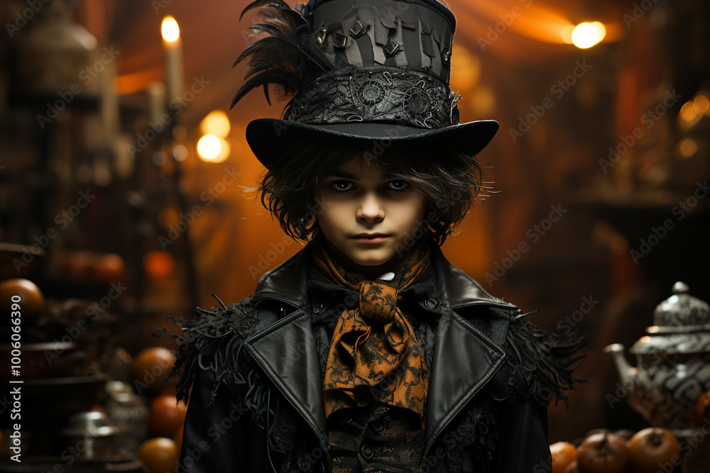 AI generated picture of a creepy halloween personnage celebrating devil festival carnival