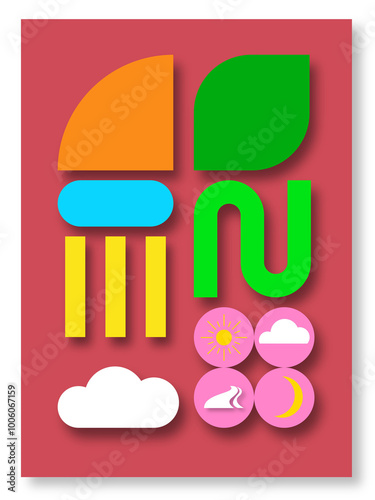 Art work style various shape objects