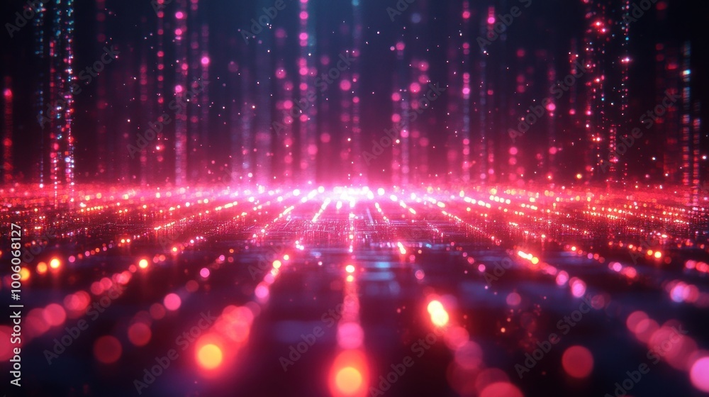 Abstract Digital Art With Glowing Particles Abstract Digital Art With Glowing Particles