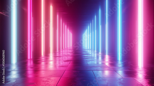 3d render  abstract background with colorful spectrum. Modern wallpaper with neon rays and glowing lines