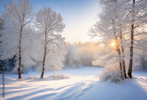 captivating winter wonderland scene featuring lush snow covered trees amidst serene white landscape, beauty, breathtaking, brightness, calmscapes, charm