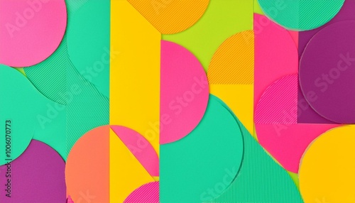 Colorful bright geometric background. Minimal fashion summer concept. Flat lay.