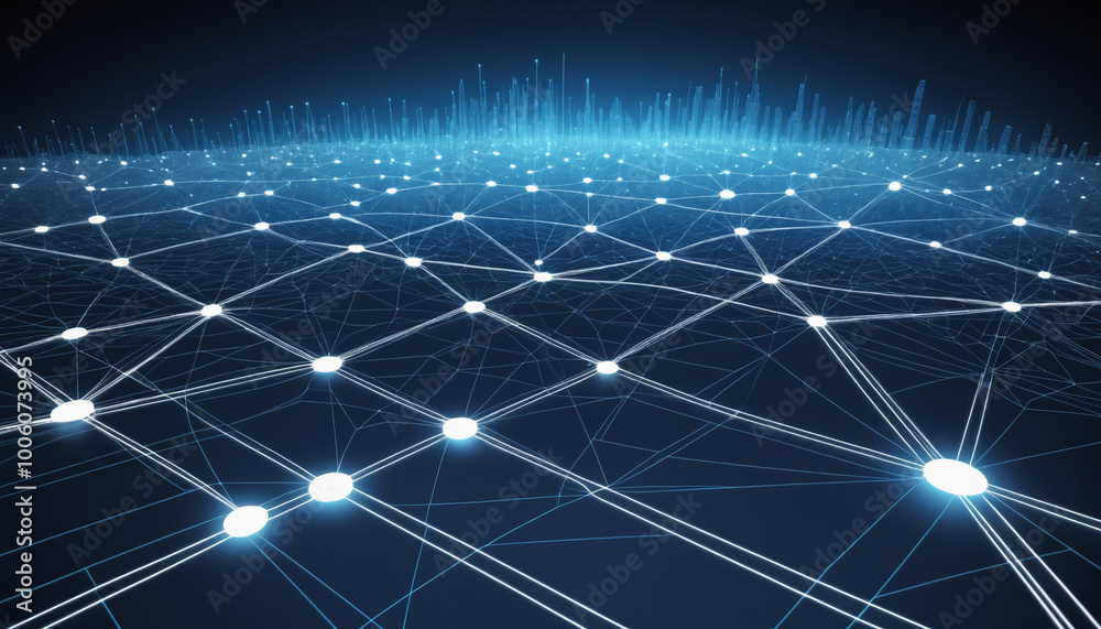 Modern Blue Background with Interconnected White Data Lines. Modern Blue Background with Interconnected White Data Lines.