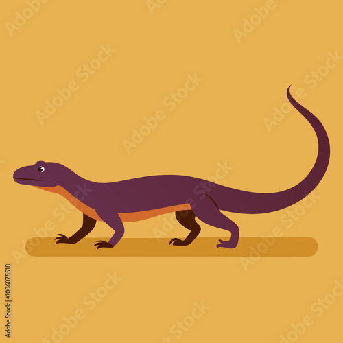 Detailed Vector Depiction of Newt Moving Through Damp Environment Highlighting Its Habitat





