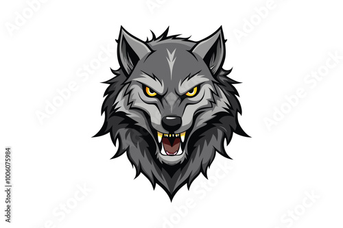 Aggressive Wolf Head Vector – High-Quality Printable Graphic Design