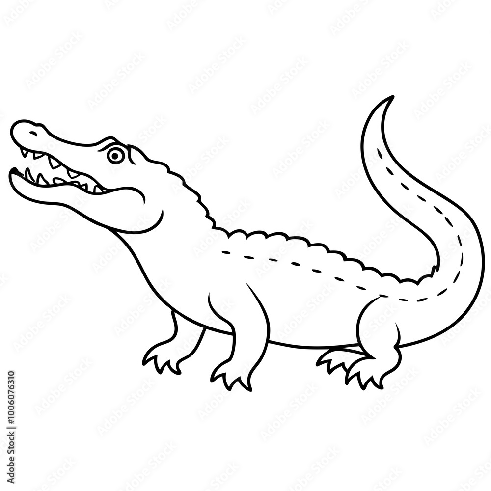 Naklejka premium Vector illustration of a crocodile on land with an open mouth ready to strike 