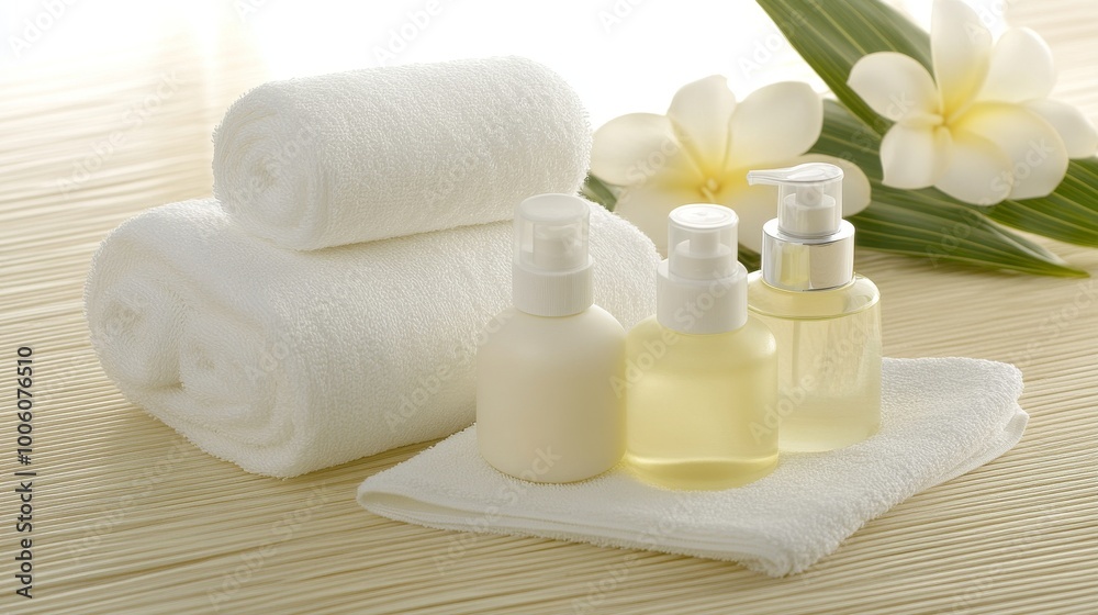 2409_060.a vibrant home spa setting with an array of facial treatment products laid out on a soft cloth, including oils and rollers, creating a beautiful and inviting space for rejuvenating facial 2409_060.a vibrant home spa setting with an array of facial treatment products laid out on a soft cloth, including oils and rollers, creating a beautiful and inviting space for rejuvenating facial