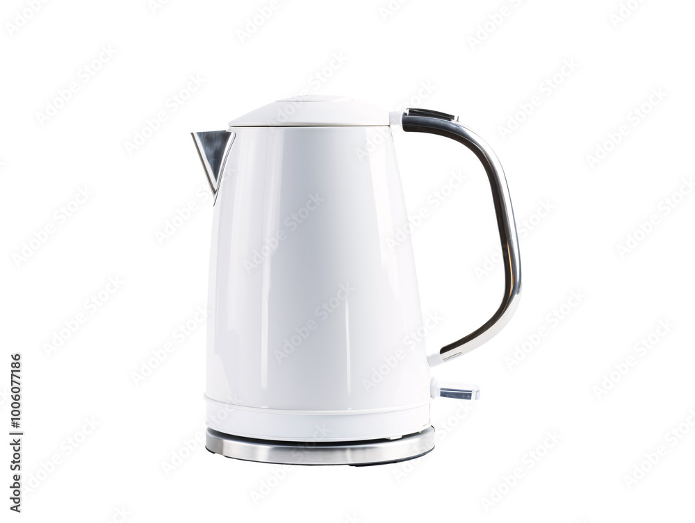 a white electric kettle with a handle a white electric kettle with a handle