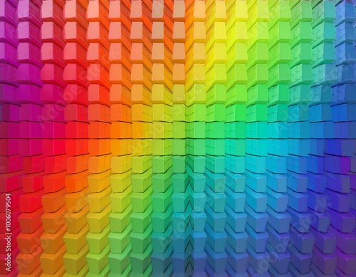 Rainbow of colorful blocks abstract background - 3d render