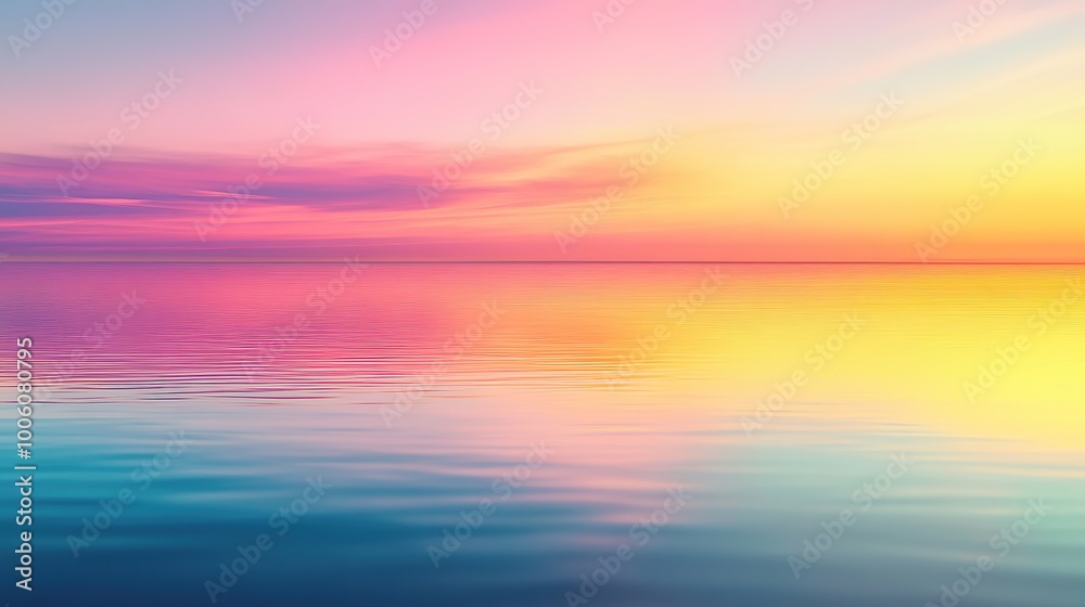 Serene Sunset Over Calm Water Surface Serene Sunset Over Calm Water Surface