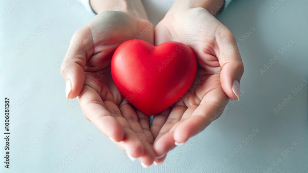 Hands Offering Red Heart on Pastel Blue
Hands Offering Red Heart on Pastel Blue