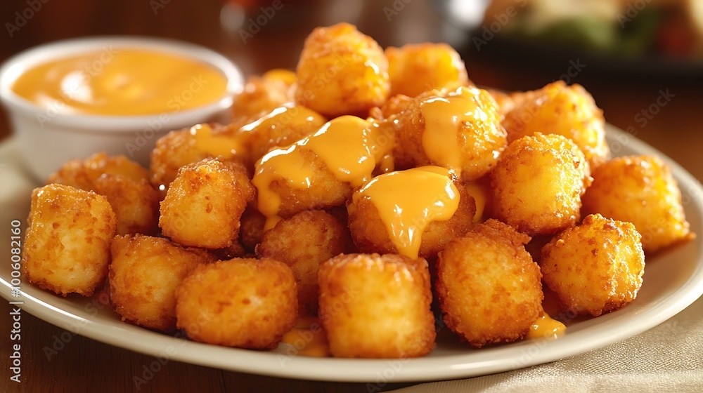 Crispy Golden Tater Tots with Creamy Cheese Sauce for Dipping Delight Crispy Golden Tater Tots with Creamy Cheese Sauce for Dipping Delight