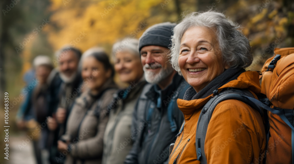 Happy Group of Senior Hikers Enjoying the Outdoors Happy Group of Senior Hikers Enjoying the Outdoors