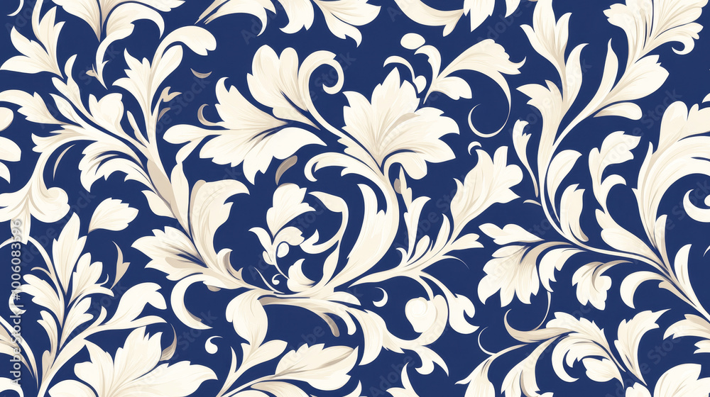 Fototapeta premium Ornate seamless floral pattern with intricate scrollwork design