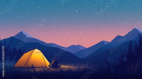 Serene Night Camping Under a Starry Sky