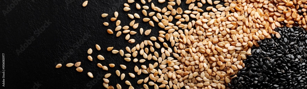a banner with black and white sesame seeds a banner with black and white sesame seeds