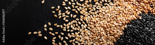 a banner with black and white sesame seeds