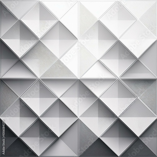 White background with diamond squares and triangle shapes layered in geometric design, white textured background illustration that is trendy and panoramic