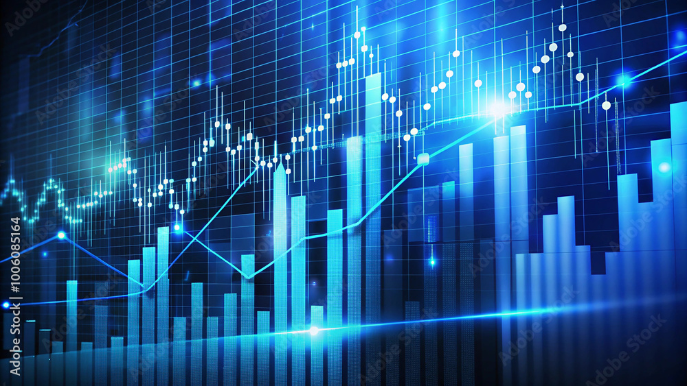 Trading Stock Dark Blue Colour Graph Digital Background