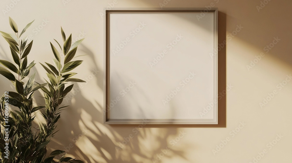 Wide-angle minimalist black frame on blank white wall , Minimalist black frame mockup against a white wall and concrete. Wide-angle minimalist black frame on blank white wall , Minimalist black frame mockup against a white wall and concrete.