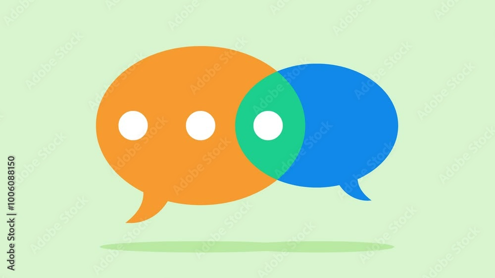 Animated talk and conversation icon. Flat design comic bubble animates. Animated talk and conversation icon. Flat design comic bubble animates.