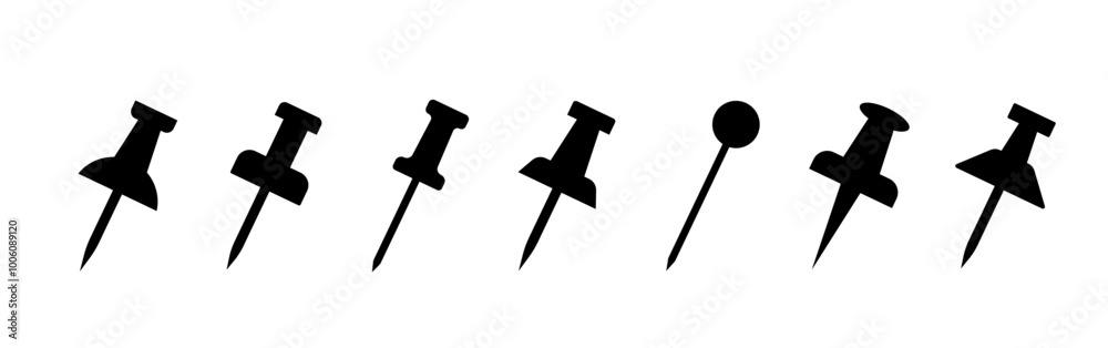 Push pin icon set. Map pin place marker. Pin sign icons for web site. Vector illustration. Push pin icon set. Map pin place marker. Pin sign icons for web site. Vector illustration.