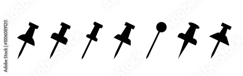 Push pin icon set. Map pin place marker. Pin sign icons for web site. Vector illustration.