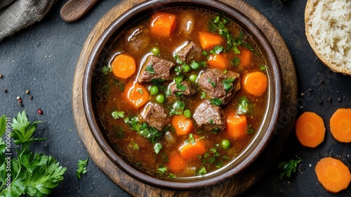 Hearty Beef Stew with Vegetables and Fresh Herbs