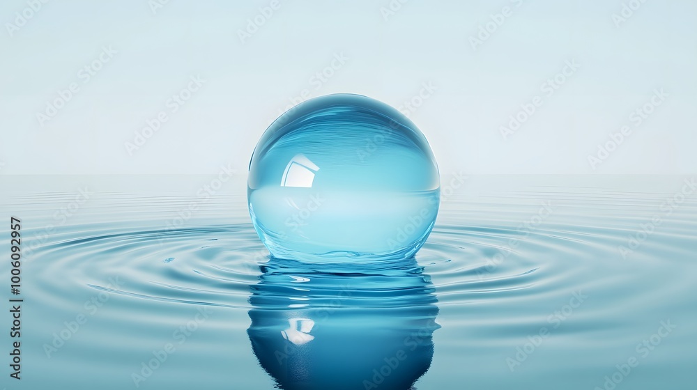 Blue Sphere in Water Abstract Background. 3D illustration. Blue Sphere in Water Abstract Background. 3D illustration.