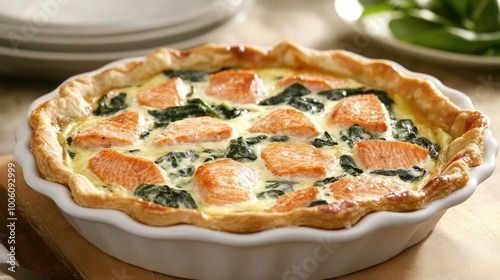 Savory Salmon Quiche with Spinach and Creamy Filling