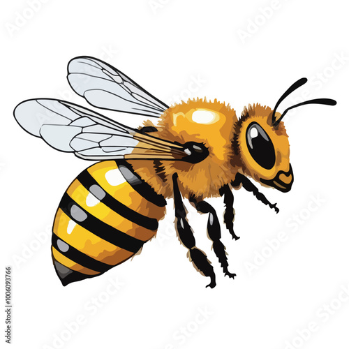 Honey bee vector illustration on white background