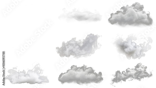 PNG smoke effect element set, transparent background