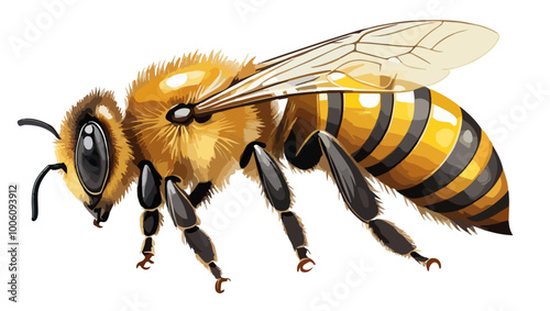 Beautiful honey bee bee vector illustration on white background