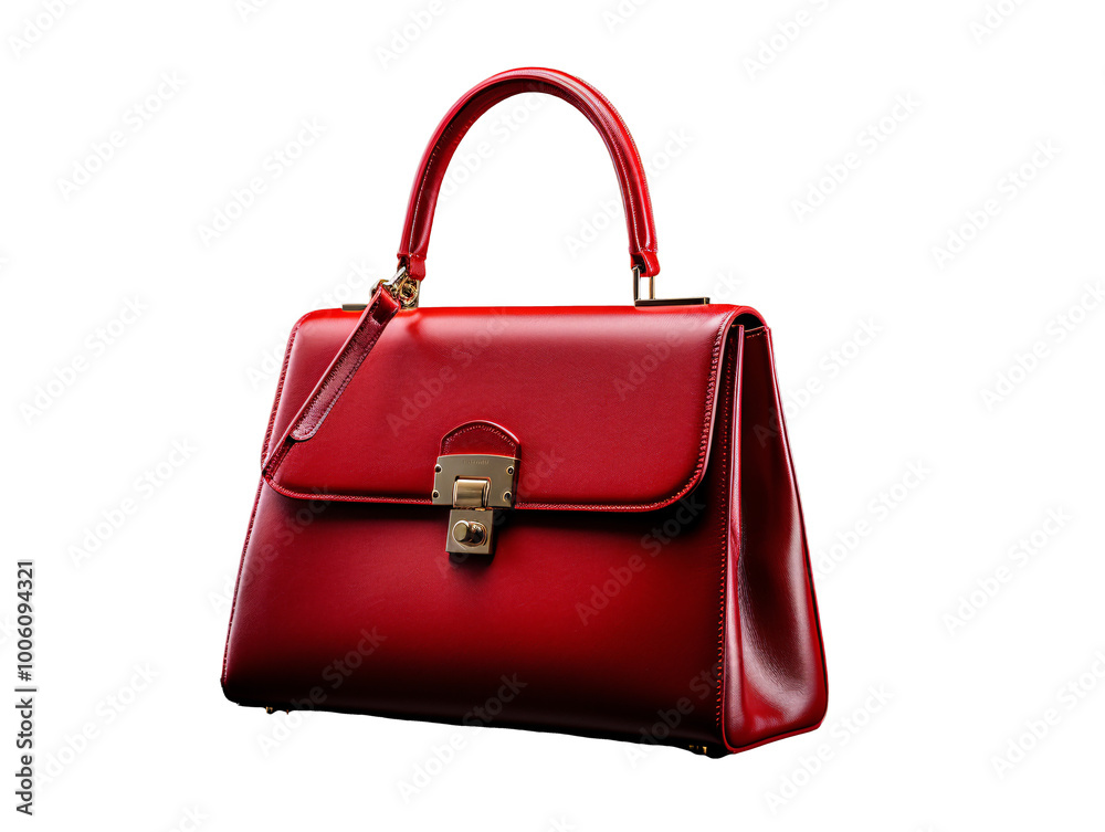 a red handbag with a gold handle a red handbag with a gold handle