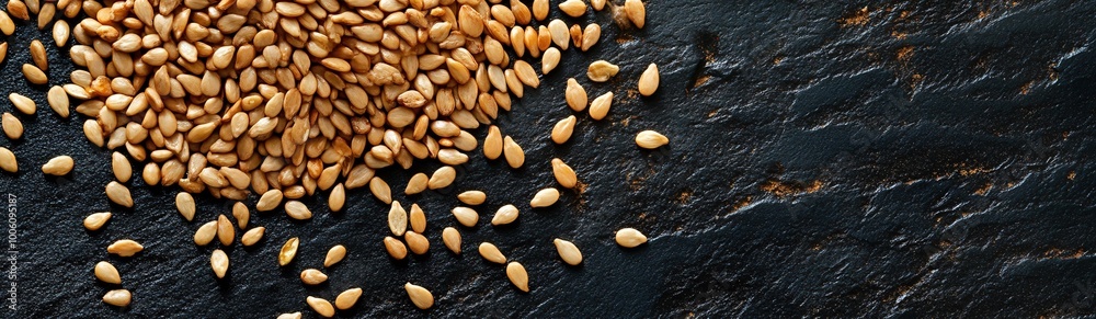 a banner with sesame seeds a banner with sesame seeds