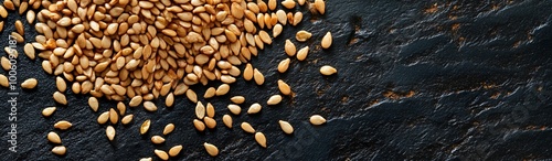 a banner with sesame seeds