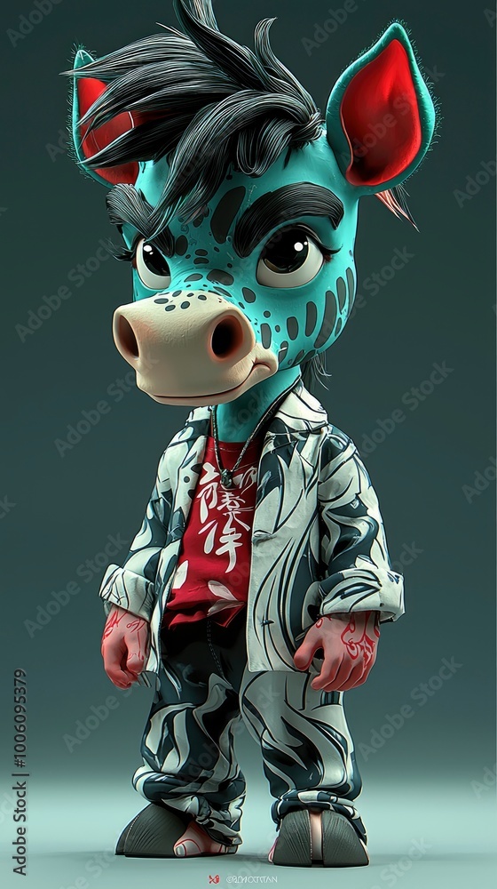 Cool Zebra Character in Streetwear Fashion Cool Zebra Character in Streetwear Fashion