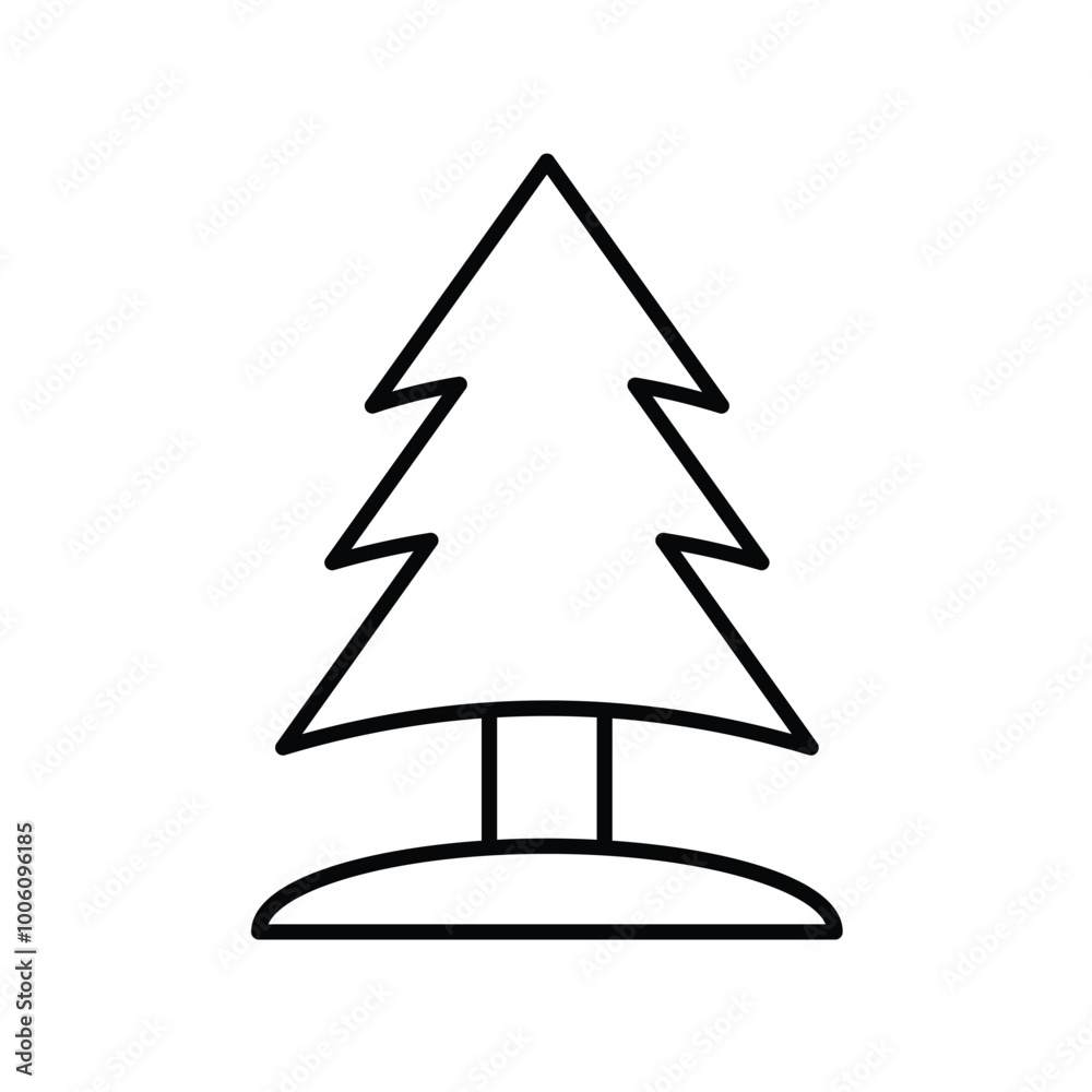 Fototapeta premium snow pine tree line icon with white background vector stock illustration