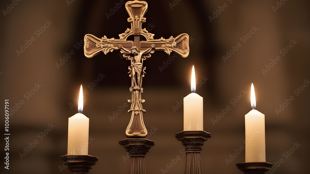 A cross with candles A cross with candles