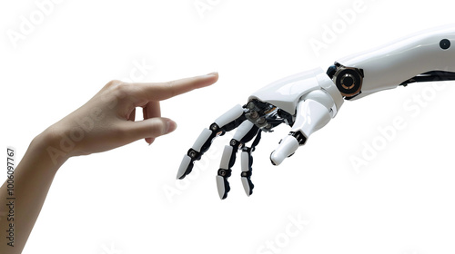 a hand pointing at a robot