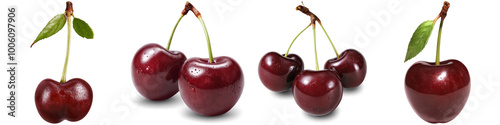Wallpaper Mural Collage of cherry illustrations isolated on white background. Set of PNG isolated fruits. Torontodigital.ca