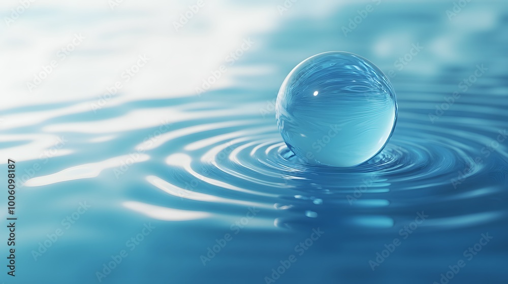 Blue Sphere in Water Abstract Background. 3D illustration. Blue Sphere in Water Abstract Background. 3D illustration.