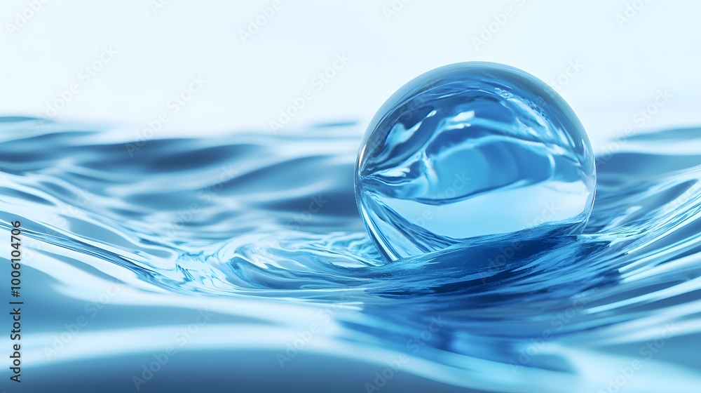 Blue Sphere in Water Abstract Background. 3D illustration. Blue Sphere in Water Abstract Background. 3D illustration.