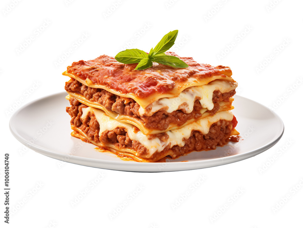 a plate of lasagna on a white background a plate of lasagna on a white background