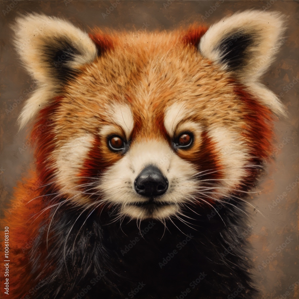 Close-up portrait of a red panda showcasing its unique features. Close-up portrait of a red panda showcasing its unique features.