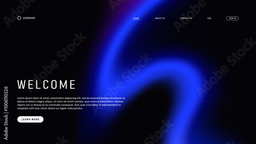 Abstract wave futuristic design of landing page. retro gradient mesh website design